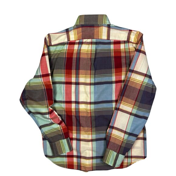 J. Crew Men’s Summer Plaid Long Sleeve Button Down Shirt Size Medium Slim Fit - Picture 3 of 7